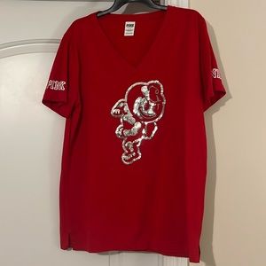 EUC Victoria’s Secret Pink Ohio State OSU Brutus Buckeye Red Short Sleeve T Top